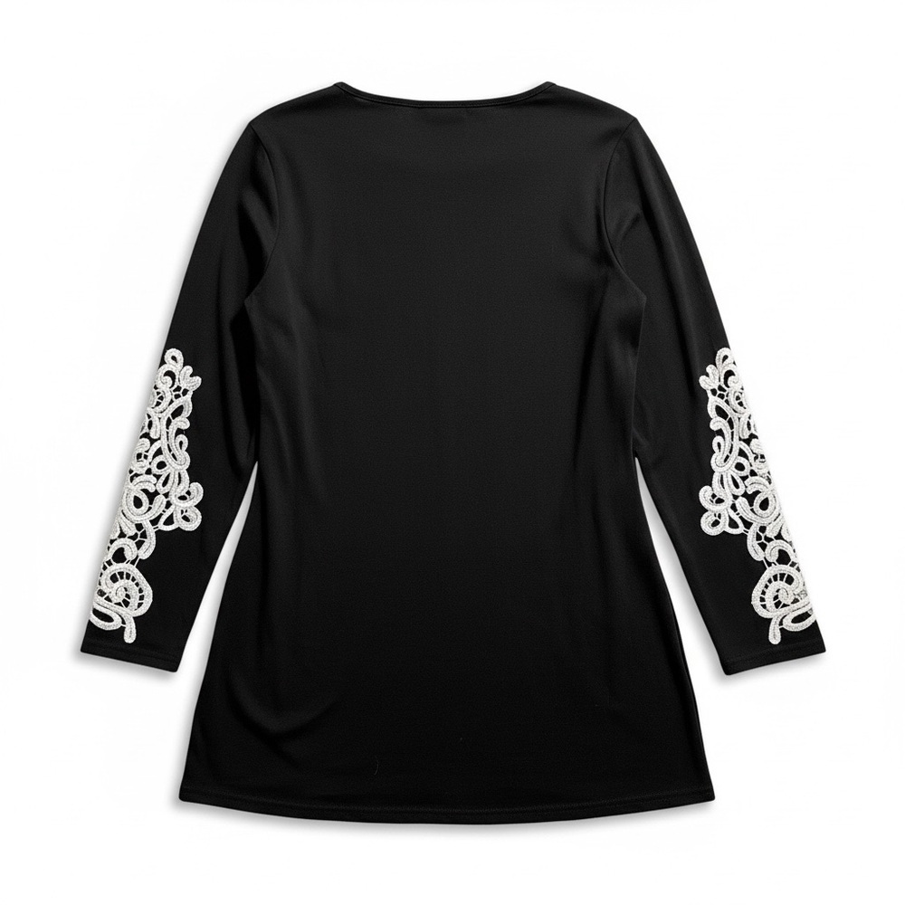 🖤 Blue Time Black Tunic Top with White Lace Sleeves | Size M 🖤 - Picture 5 of 6